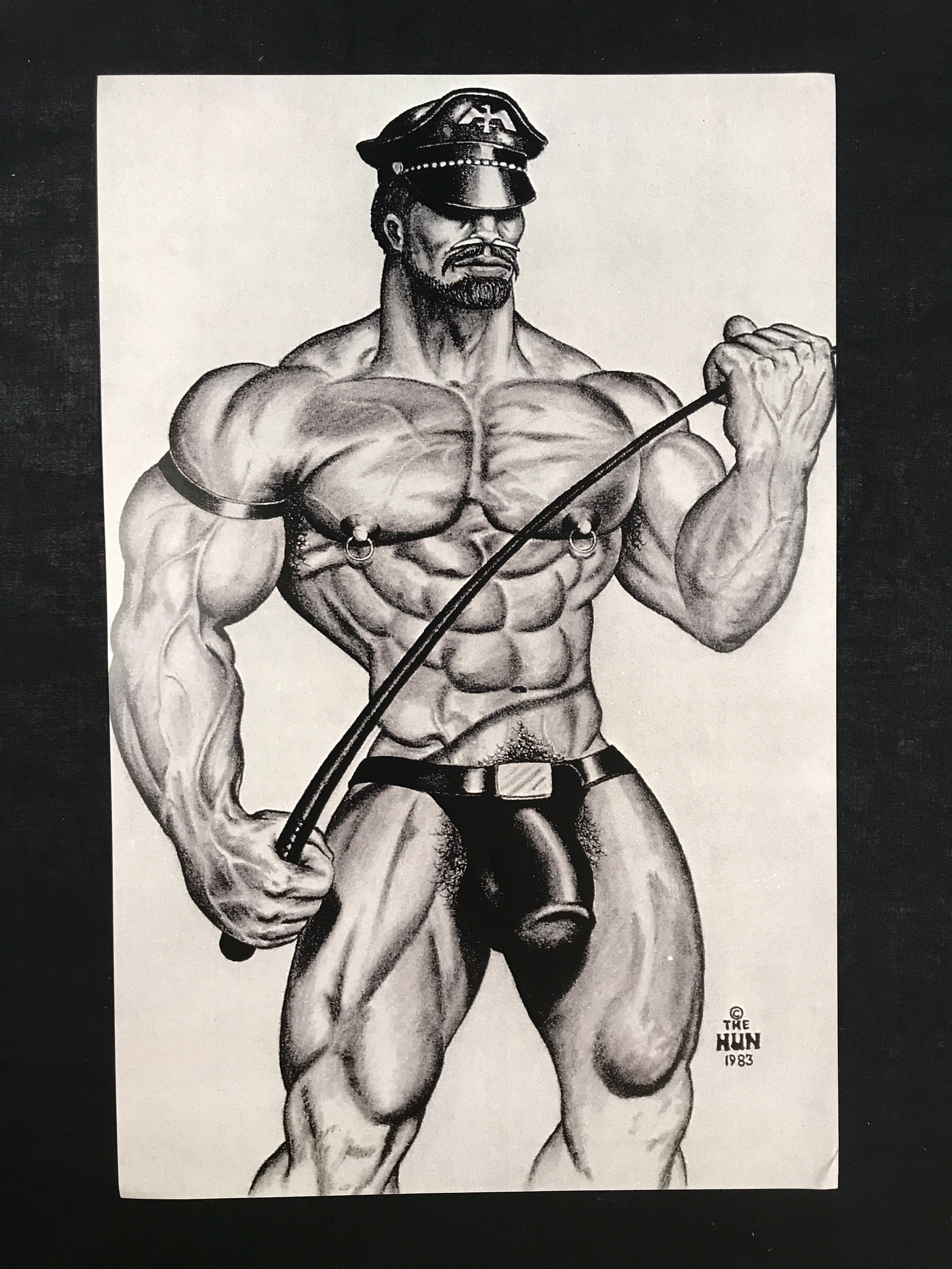 Original The HUN Poster - Bill Schmeling "WHIP MASTER" 1983 Gay Leather Art