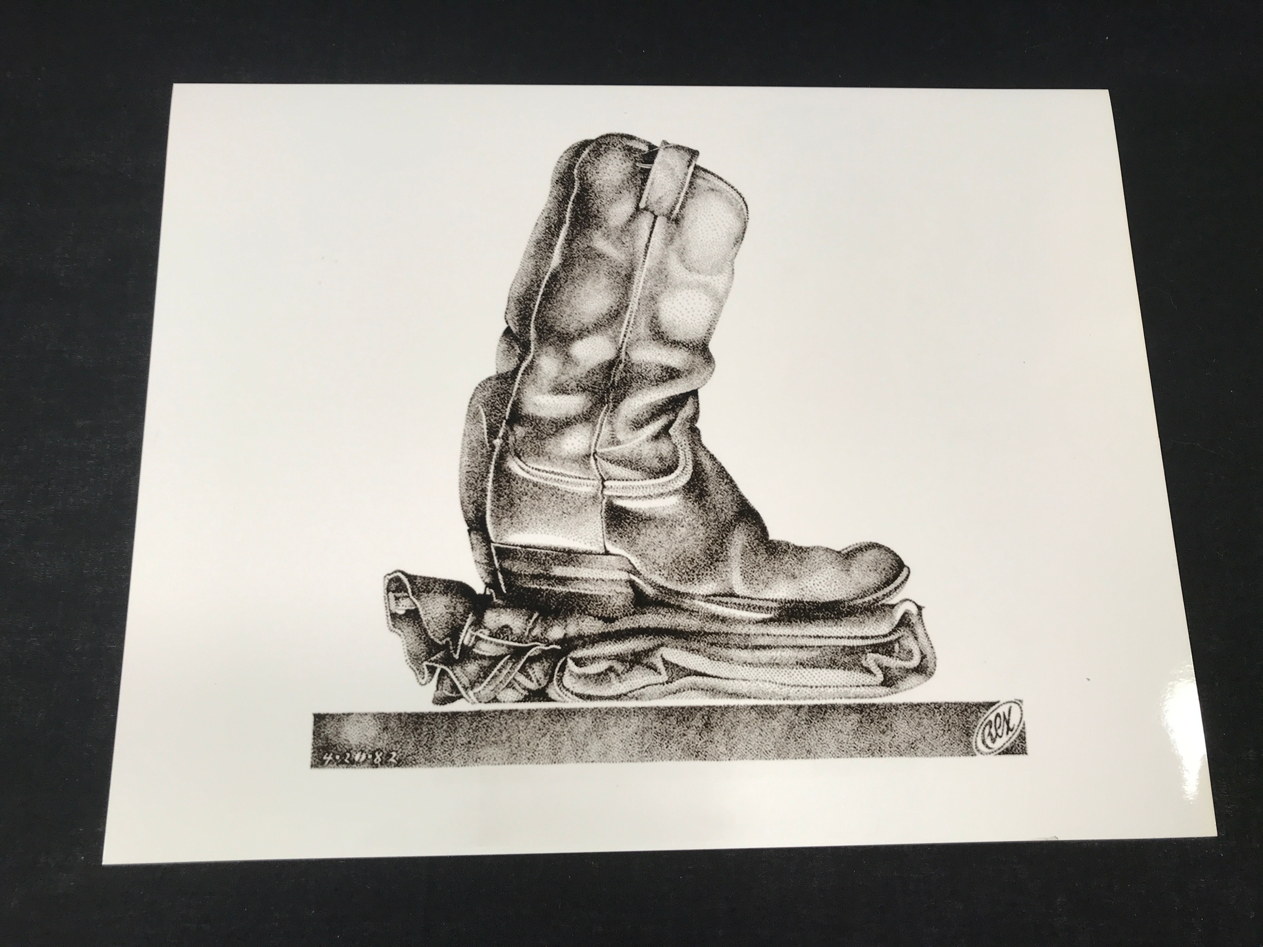 REX Pointillism Gay Art Print 8.5x11 Boot Study c.2000 #1381