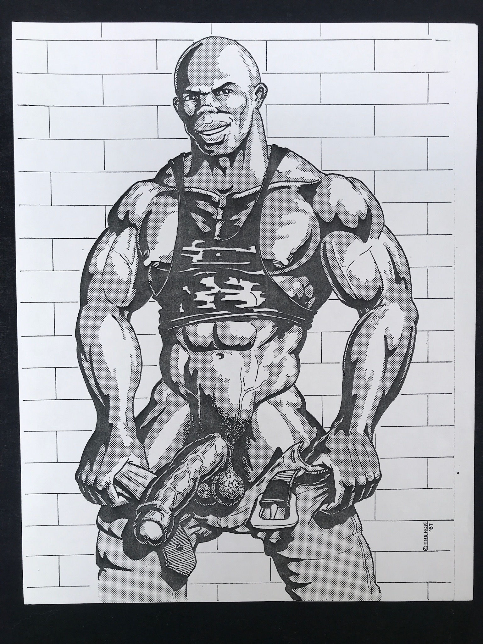 Oversized Print by The HUN - Bill Schmeling Muscular Uncut Black Man 1987 Gay Ar