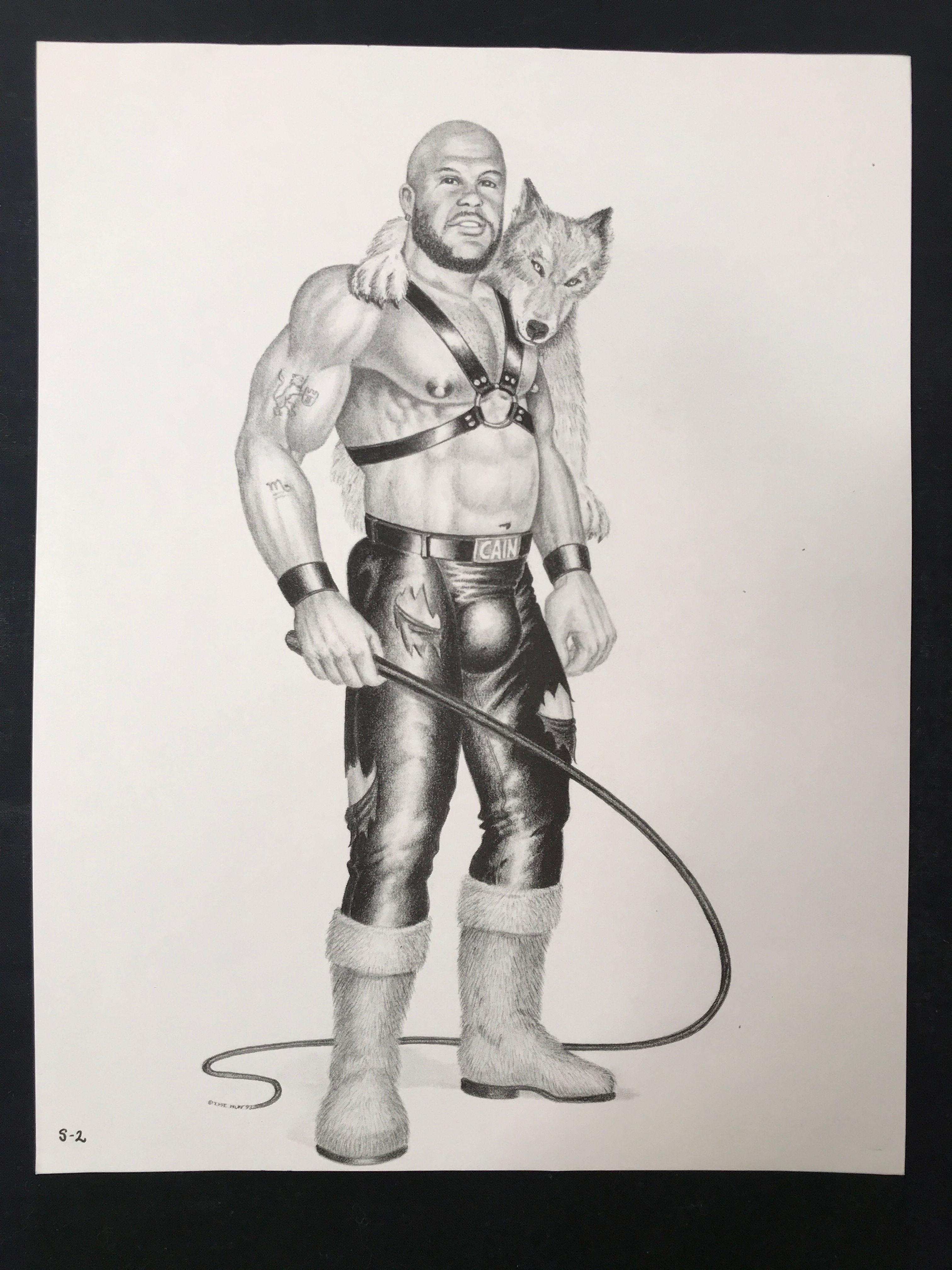 Original The Hun Print - Bill Schmeling "Leather Man with Dog" S-2 Series 1993