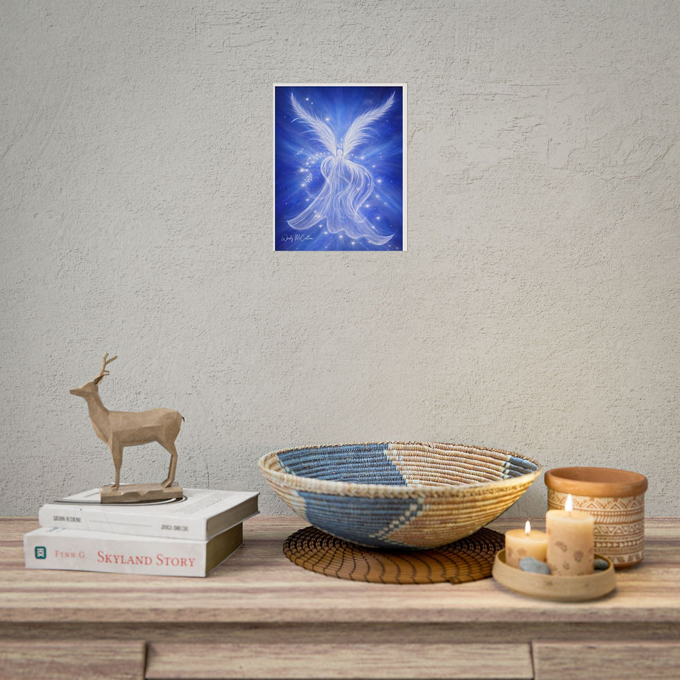 Thumbnail: Archangel Michael Protection Giclée Print – Vibrant Blue Angel Frequency Art