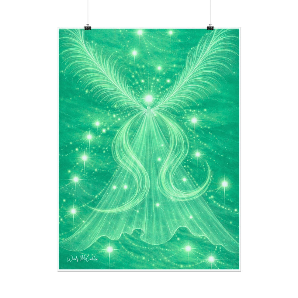 Thumbnail: Archangel Raphael Healing Giclée Print – Vibrant Green Angel Frequency Art