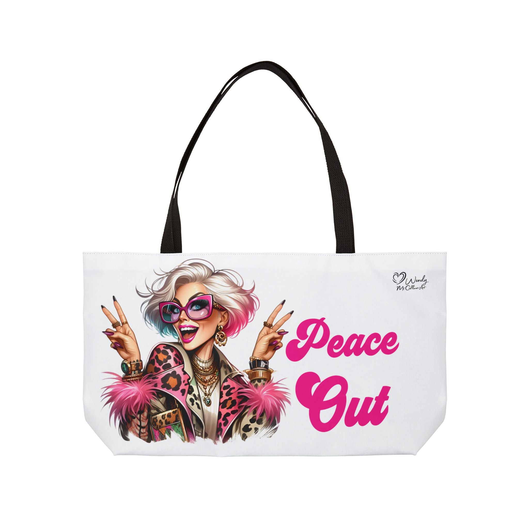 Weekender Tote Bag — "Peace Out" Retro Glam Travel Tote