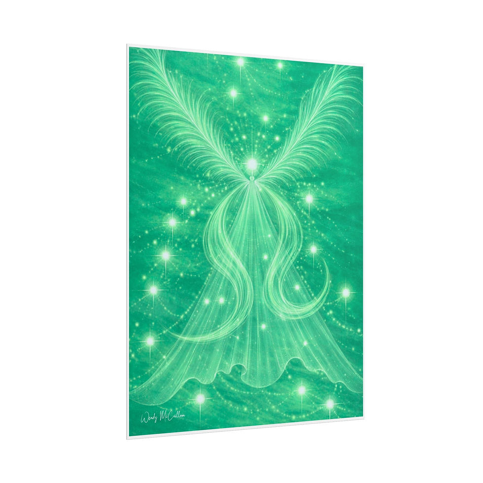 Thumbnail: Archangel Raphael Healing Giclée Print – Vibrant Green Angel Frequency Art