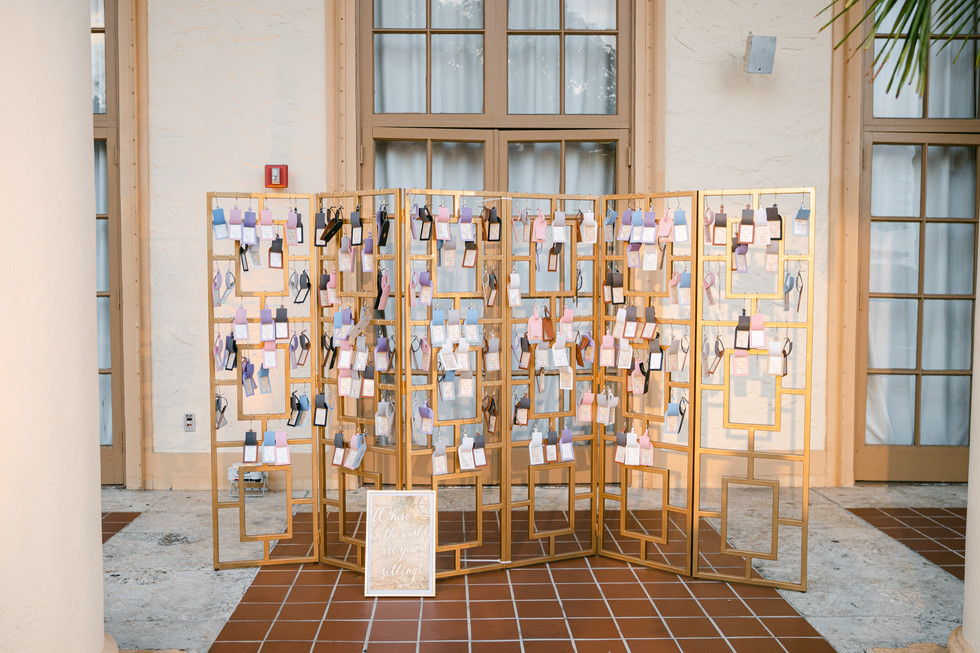 table assignments on luggage tags at Melissa Davis Designs wedding