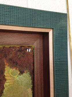 Mixed meda collage painting by Juanta Wolfe, detail