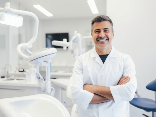 Dentist in a dental clinic representing recurring DSO provider pipeline capacity and Pipeline-as-a-Service
