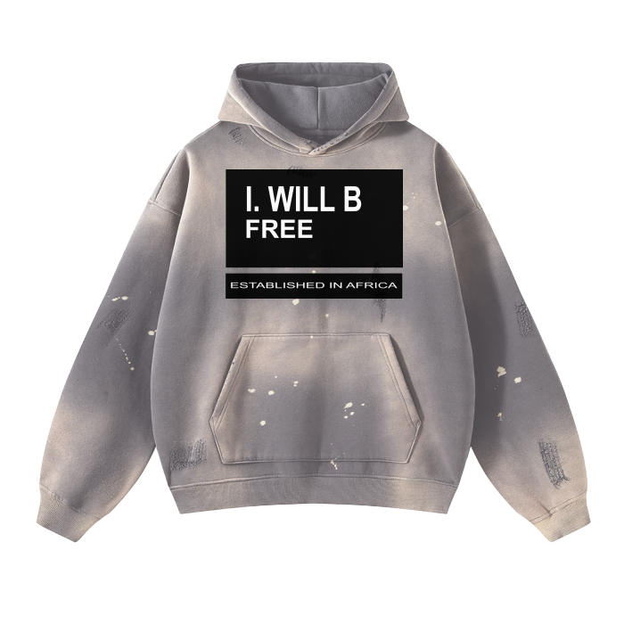 (Ash)Streetwear Unisex Monkey Washed Frayed Effect Hoodie