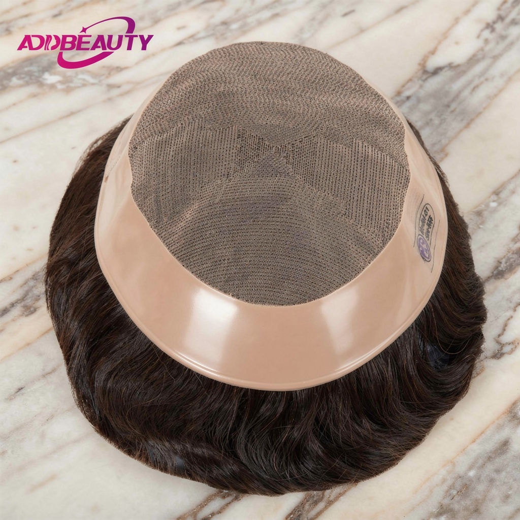Male Hair Prosthesis Men Wig Mono NPU Toupee Human Hair System Wave Curly Indian