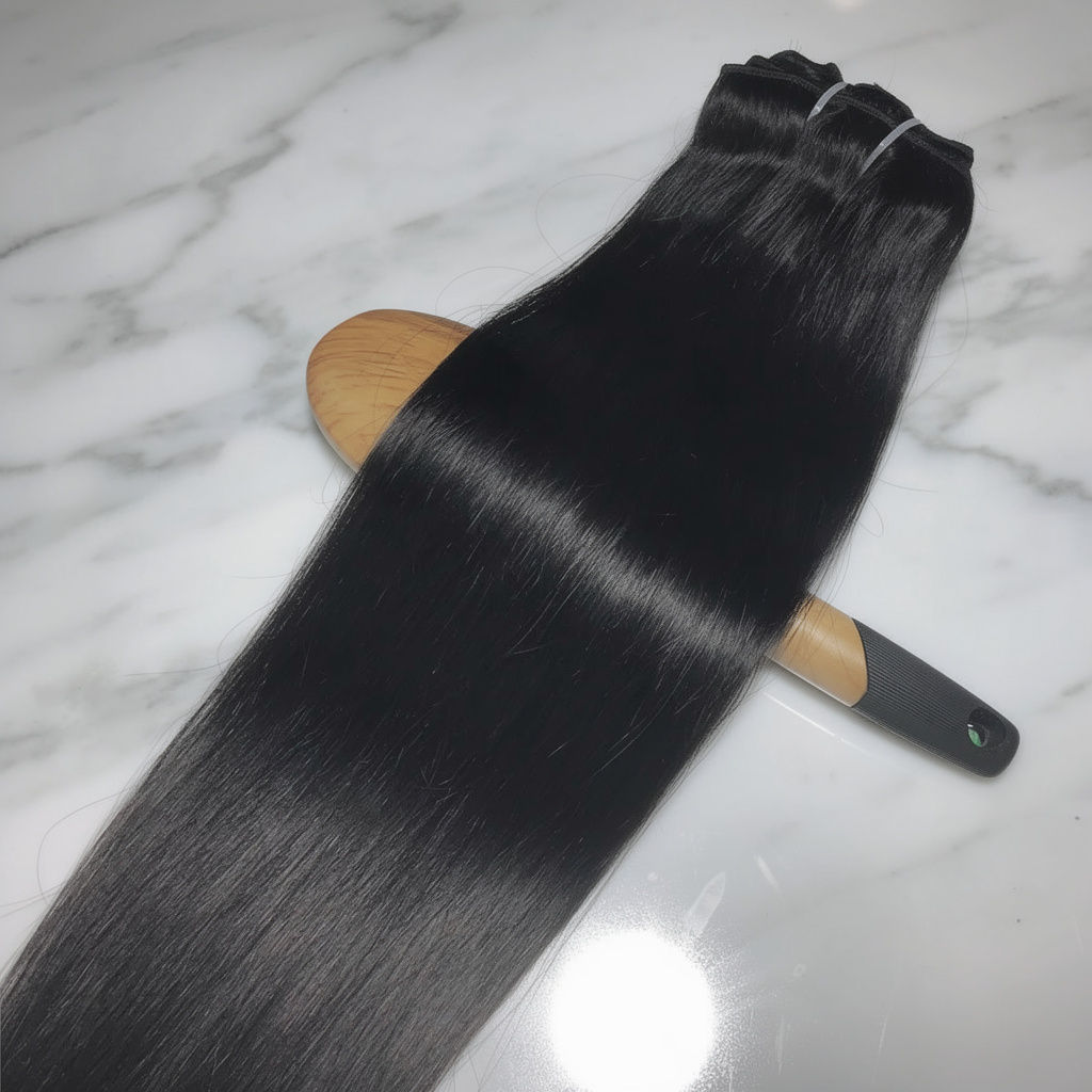 Clip in Hair Extensions Human Hair Brazilian Straight Clip in Natural Black
