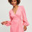 Thumbnail: Dom Linen Wrap Midi Dress - Pink