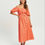 Thumbnail: Darla Midi off shoulder Dress - Coral