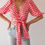Thumbnail: Sundae Wrap Check Top - Pink/Red/White