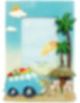 Hippie Van Photo Frame - Blue - Large w Palm Trees 24cm