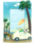 VW Beetle Photo Frame - Blue - Large w Palm Trees