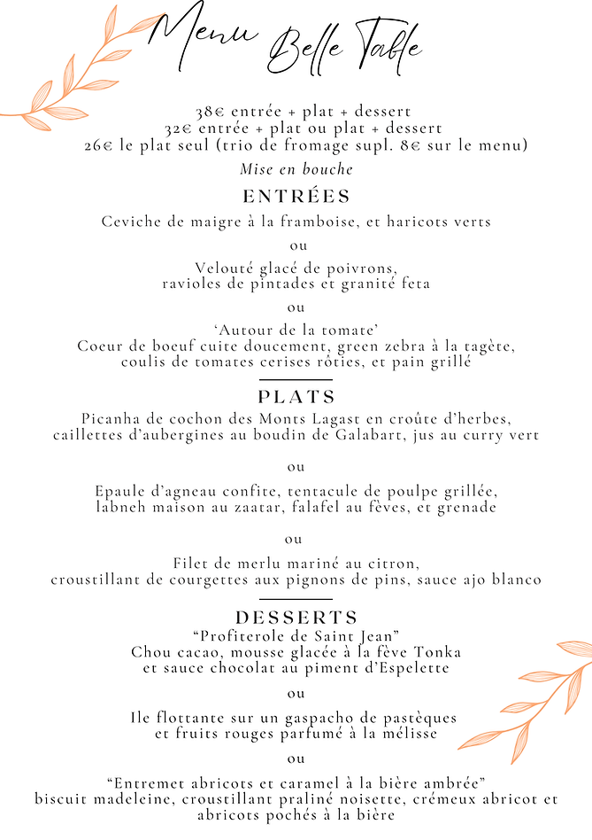Menu belle table