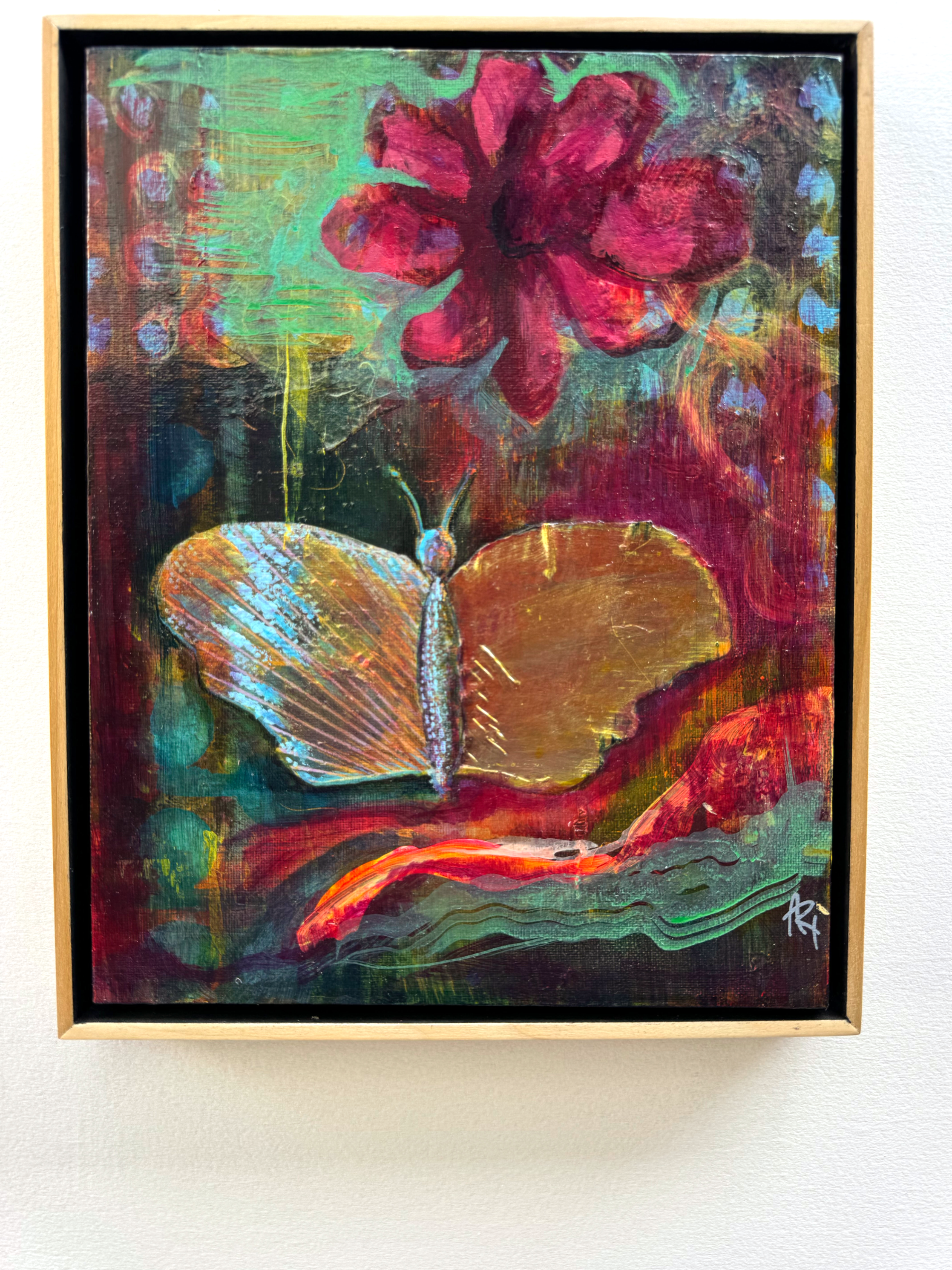 Butterfly with a Birch Bark Wing.  11x14