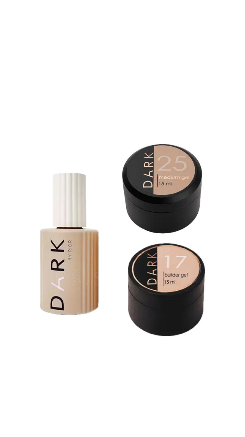 Zestaw Dark Pro Base 15 ml+ Medium gel 15 ml +Builder gel 15 ml