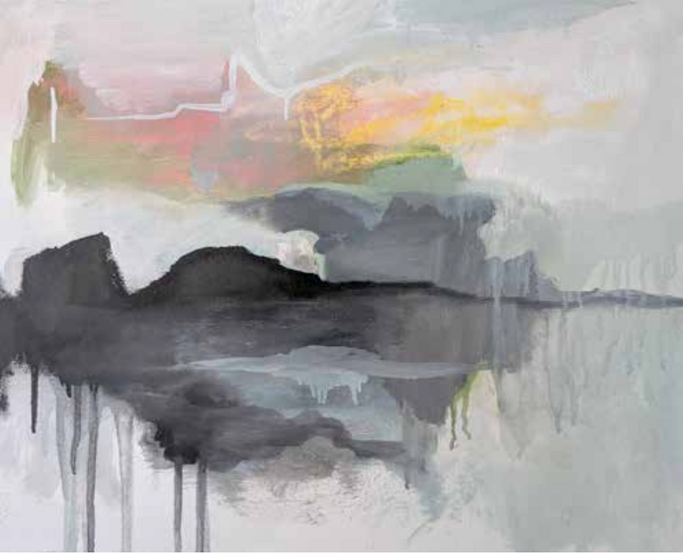 Sunset – dust storm, 2025, Oil paint on hand made paper, 40cm x 50cm