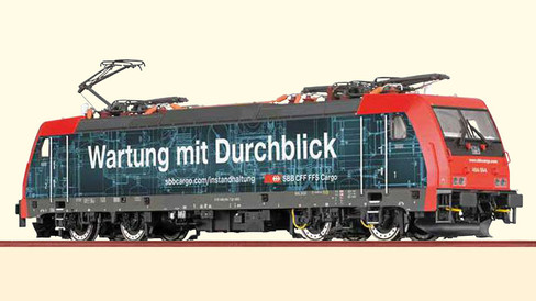 Die Traxx Lokomotive der Baureihe 484 der SBB Cargo Spur H0 von Brawa.