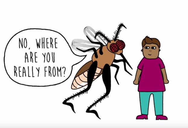 IMAGE CREDIT: Screenshot from Fusion Comedy, “How Microaggressions Are Like Mosquito Bites.” https://www.youtube.com/watch?v=hDd3bzA7450