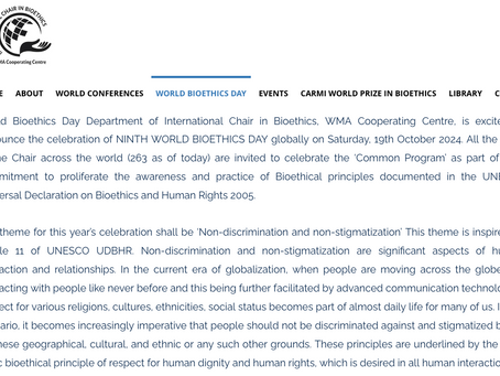 Webpage for “World Bioethics Day"