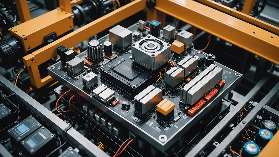 High angle view of modern machinery with IoT devices