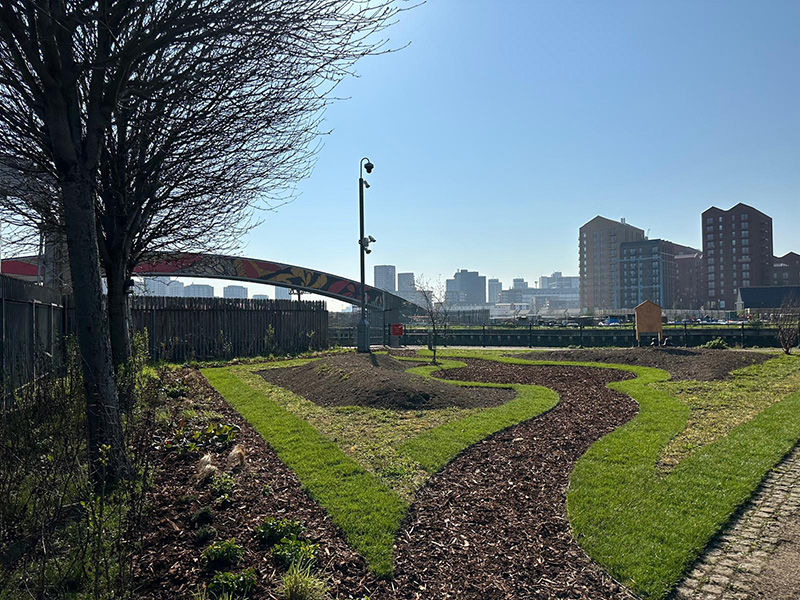 Wildlife pocket park overlooking east London