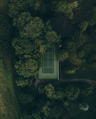 Bird's-eye view of tennis court
