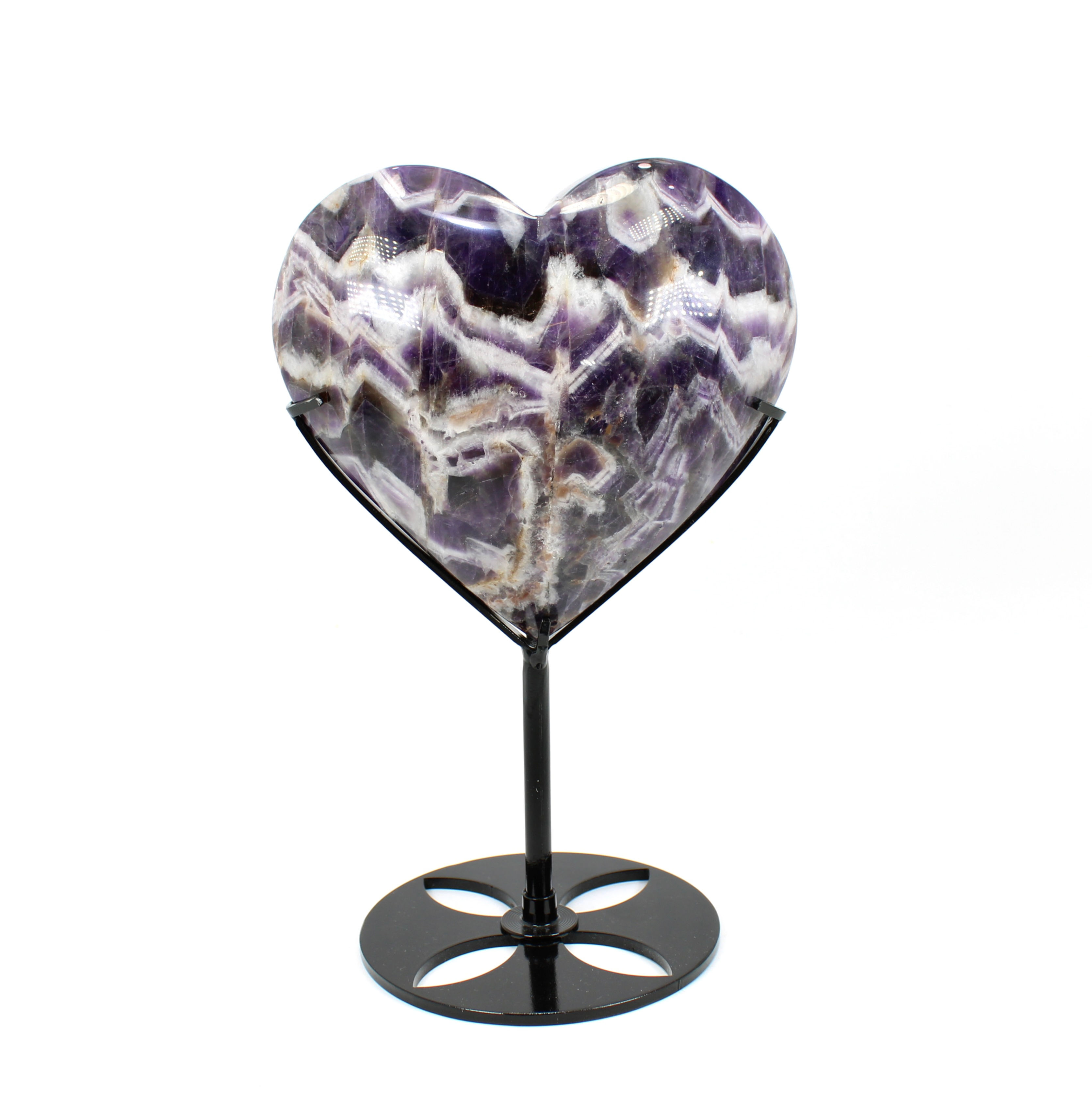 Chevron Amethyst Heart with stand