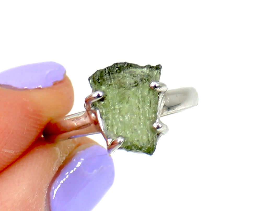 Thumbnail: Moldavite 925 Sterling Silver Ring - Rare (Q/8)