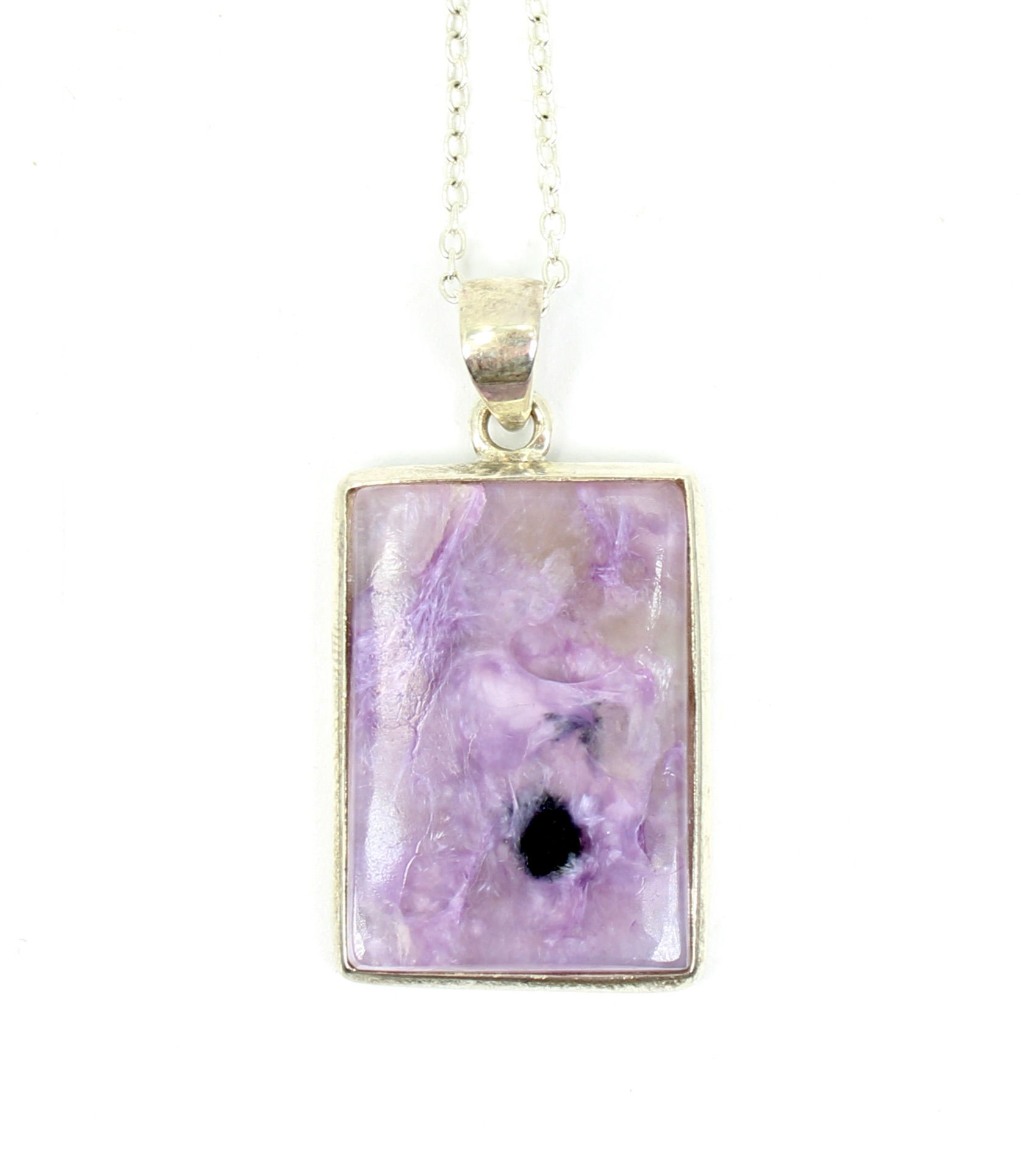 Pink Charoite Sterling Silver Pendant