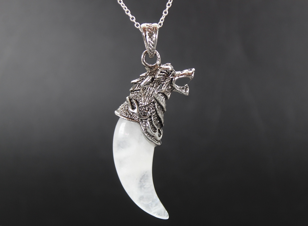 Clear Quartz Wolf Pendant