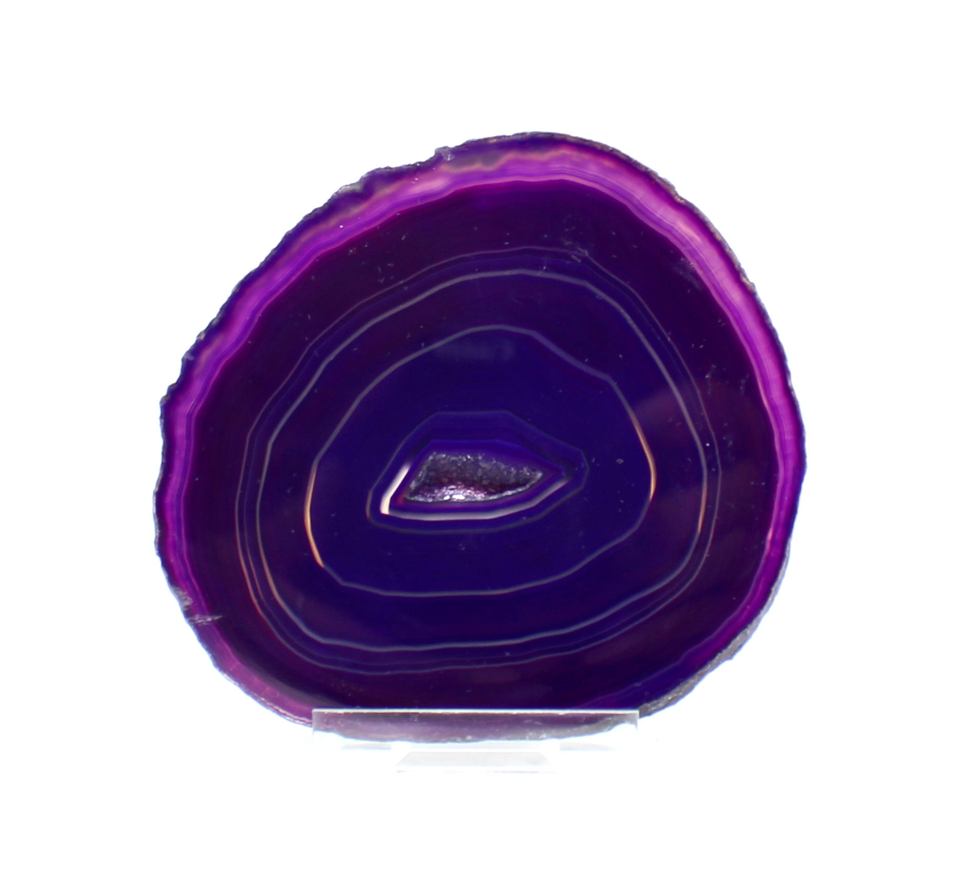 Banded Purple Agate Slice with Druzy