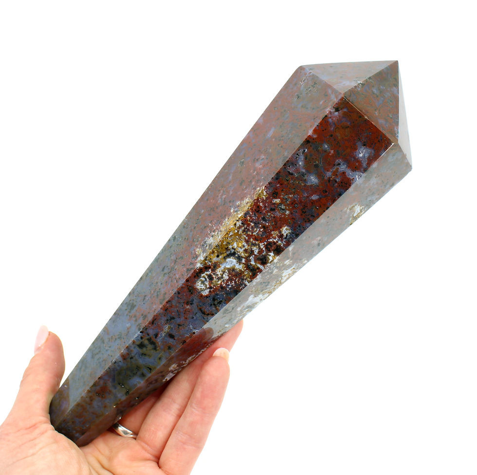 Thumbnail: Ocean Jasper Crystal Wand on Stand