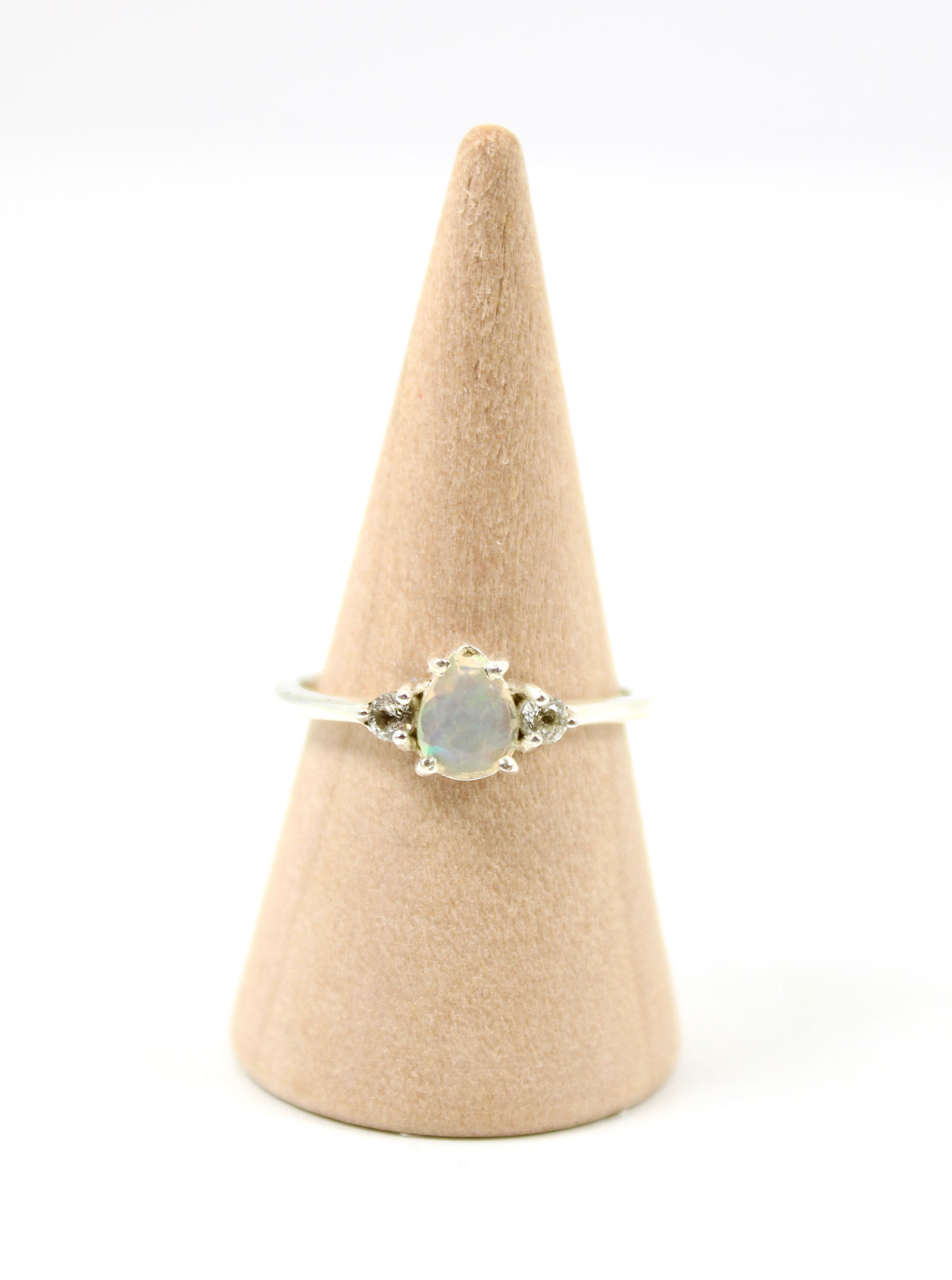 Ethiopian Opal Dainty Sterling Silver Ring