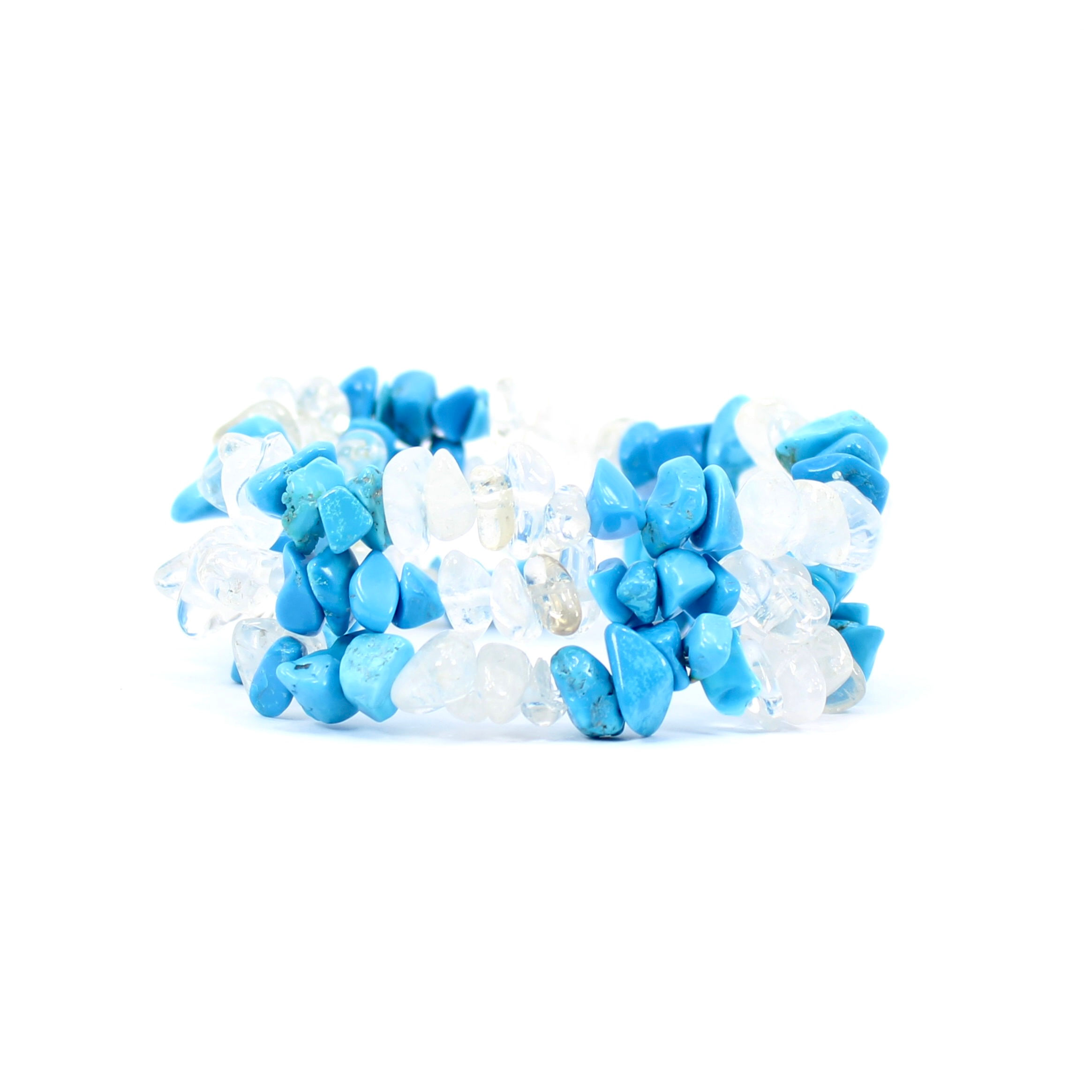 Blue Howlite and Clear Quartz Chip Bracelet