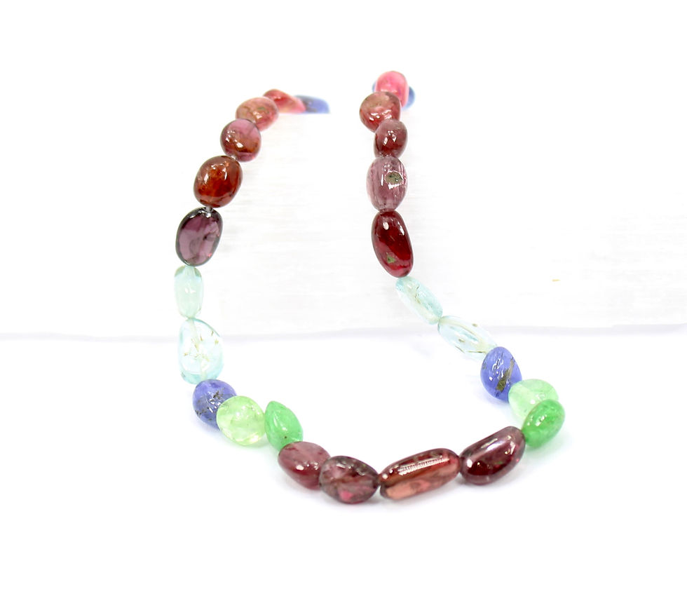 Thumbnail: Aquamarine, Kyanite, Peridot and Tourmaline 925 Sterling Silver Bracelet