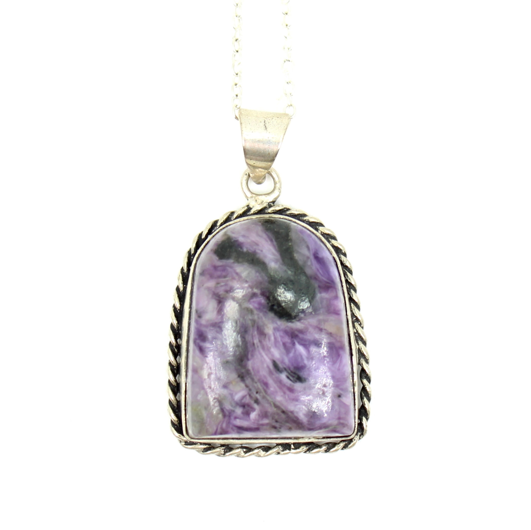 Charoite Sterling Silver Plated Pendant