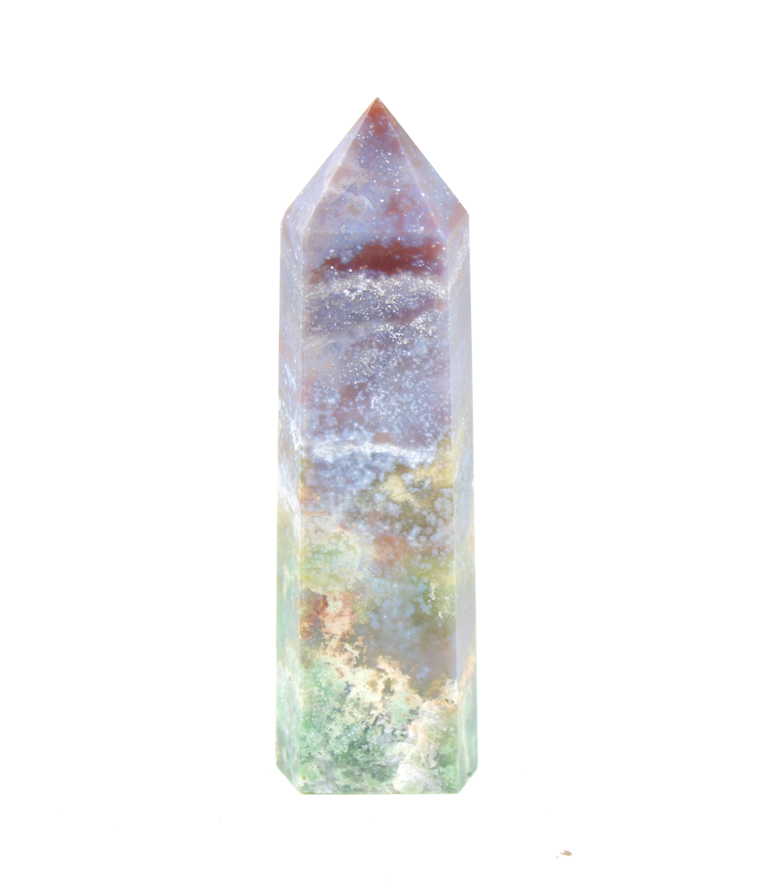 Purple Moss Agate Point with druzy