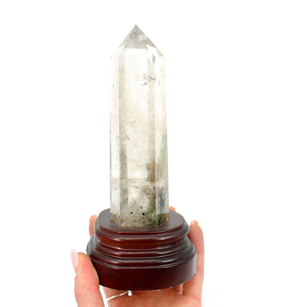 Thumbnail: Garden Quartz Point in a Wooden Stand