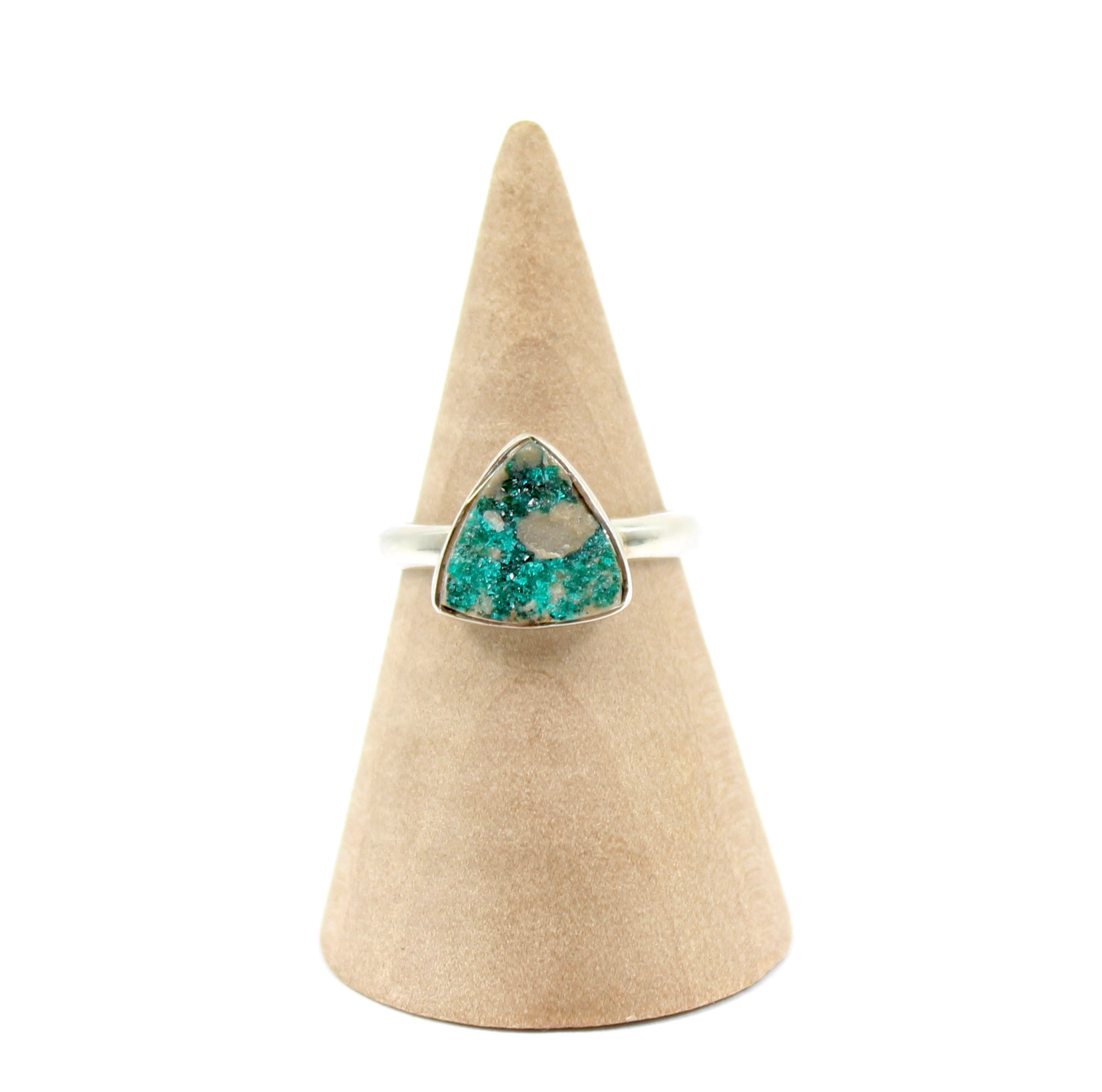 Dioptase 925 Sterling Silver Raw Ring - Rare