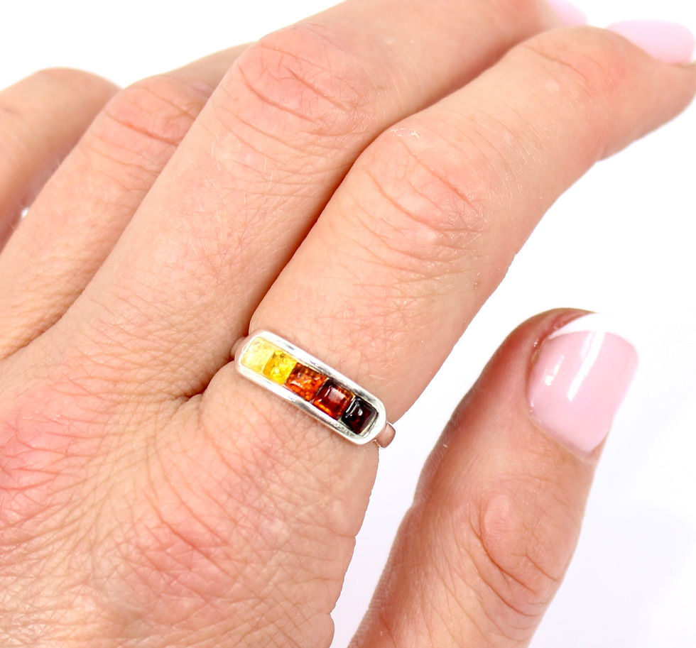 Thumbnail: Baltic Amber 925 Sterling Silver Ring (N/6.5)