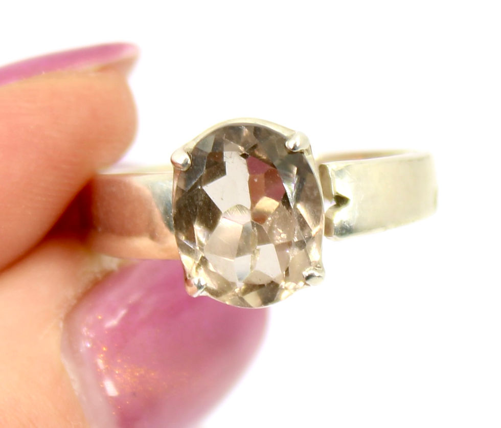 Thumbnail: Smokey Quartz 925 Sterling Silver Ring Adjustable