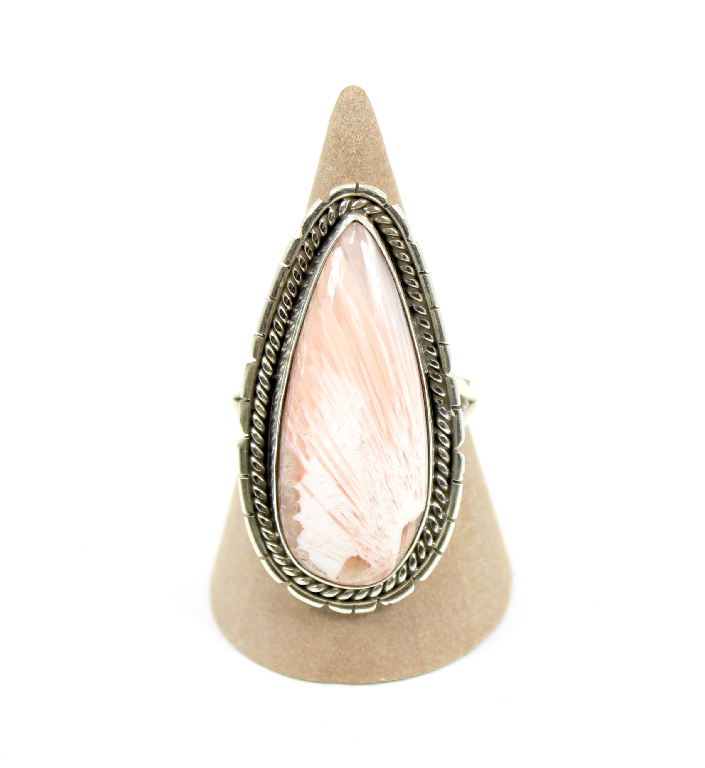 Pink Scolecite 925 Sterling Silver Ring (Y/12)
