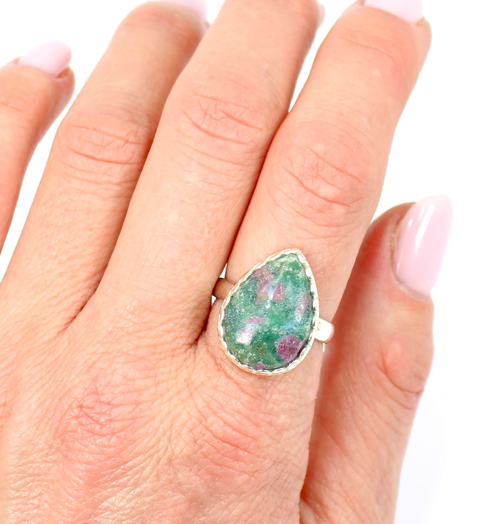 Thumbnail: Ruby and Fuchsite 925 Sterling Silver Ring (O/7)