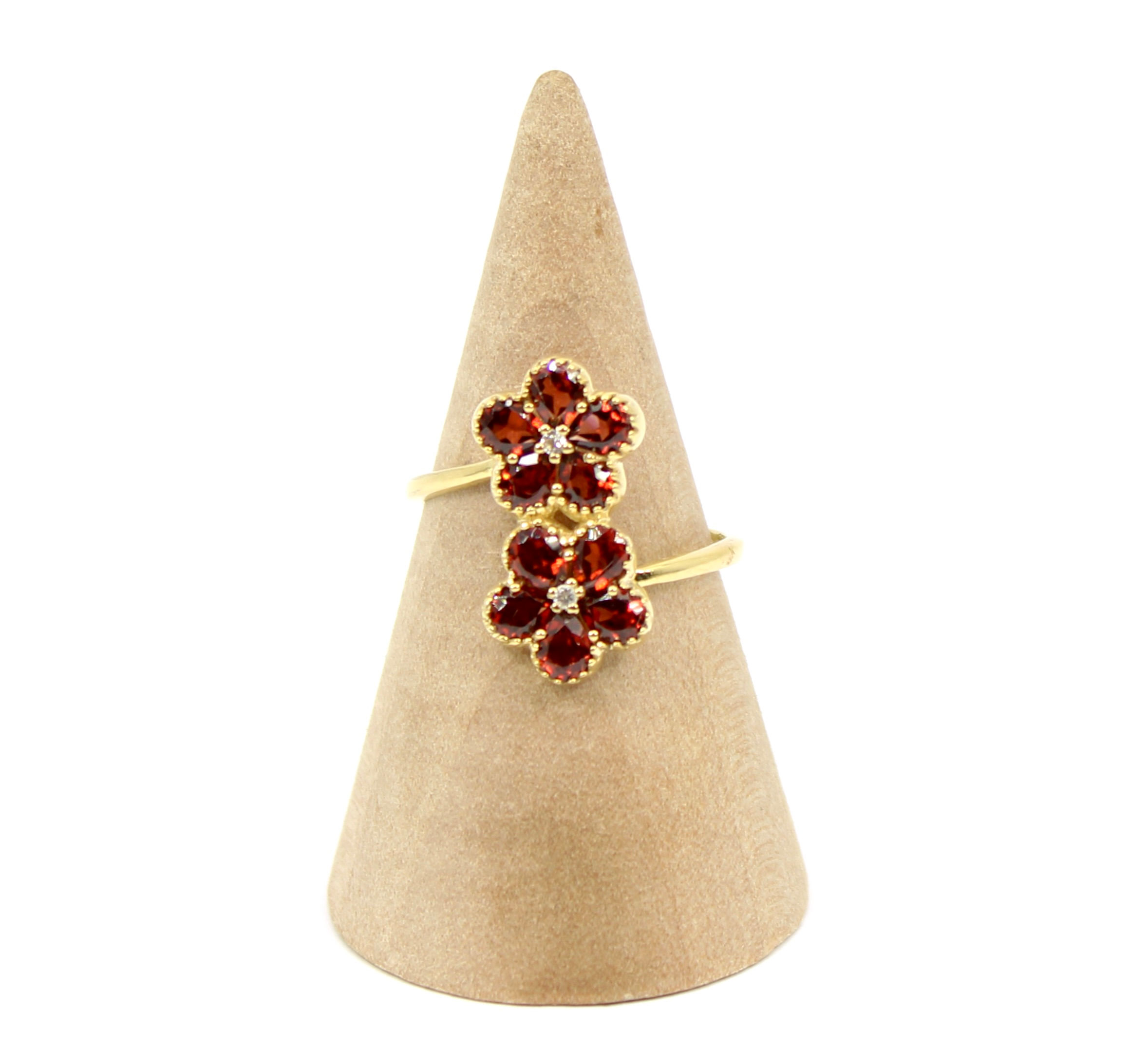 Garnet 18 Carat Gold Plated 925 Sterling Silver Ring (Q/8)