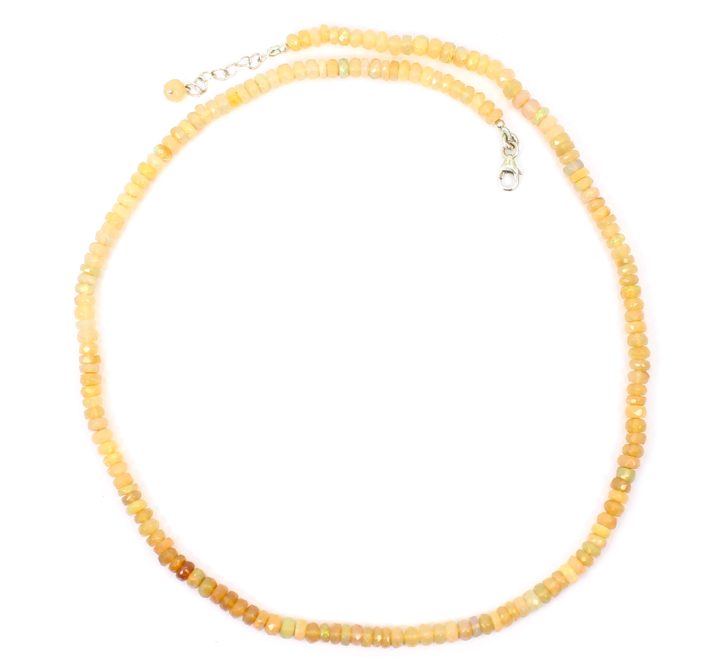 Ethiopian Opal 925 Sterling Silver Bead Necklace