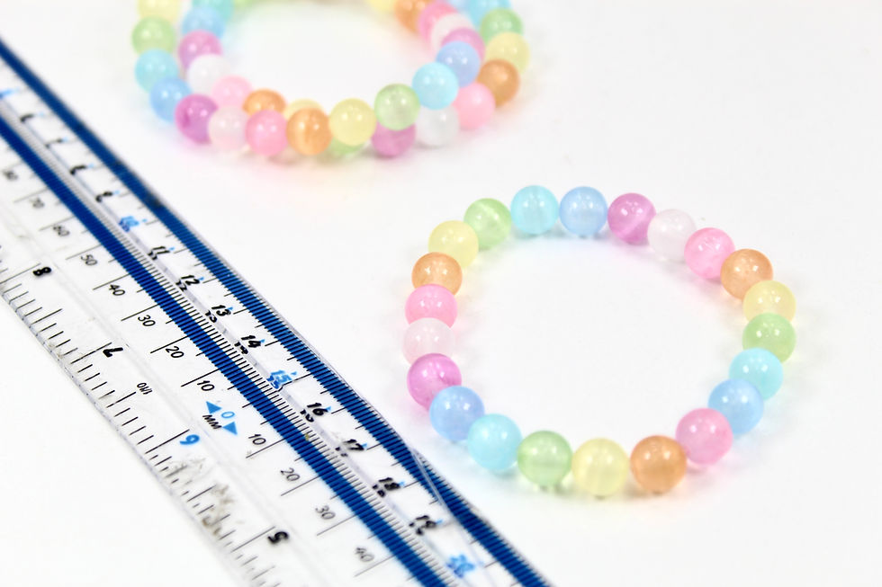 Thumbnail: Selenite / Satin Spar Rainbow Coloured Crystal Bead Bracelet