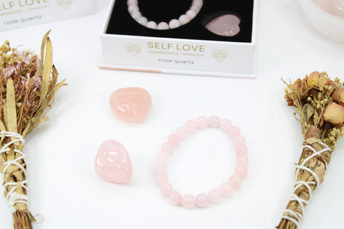 Self Love Rose Quartz Bead Bracelet Set | The Crystal Shop